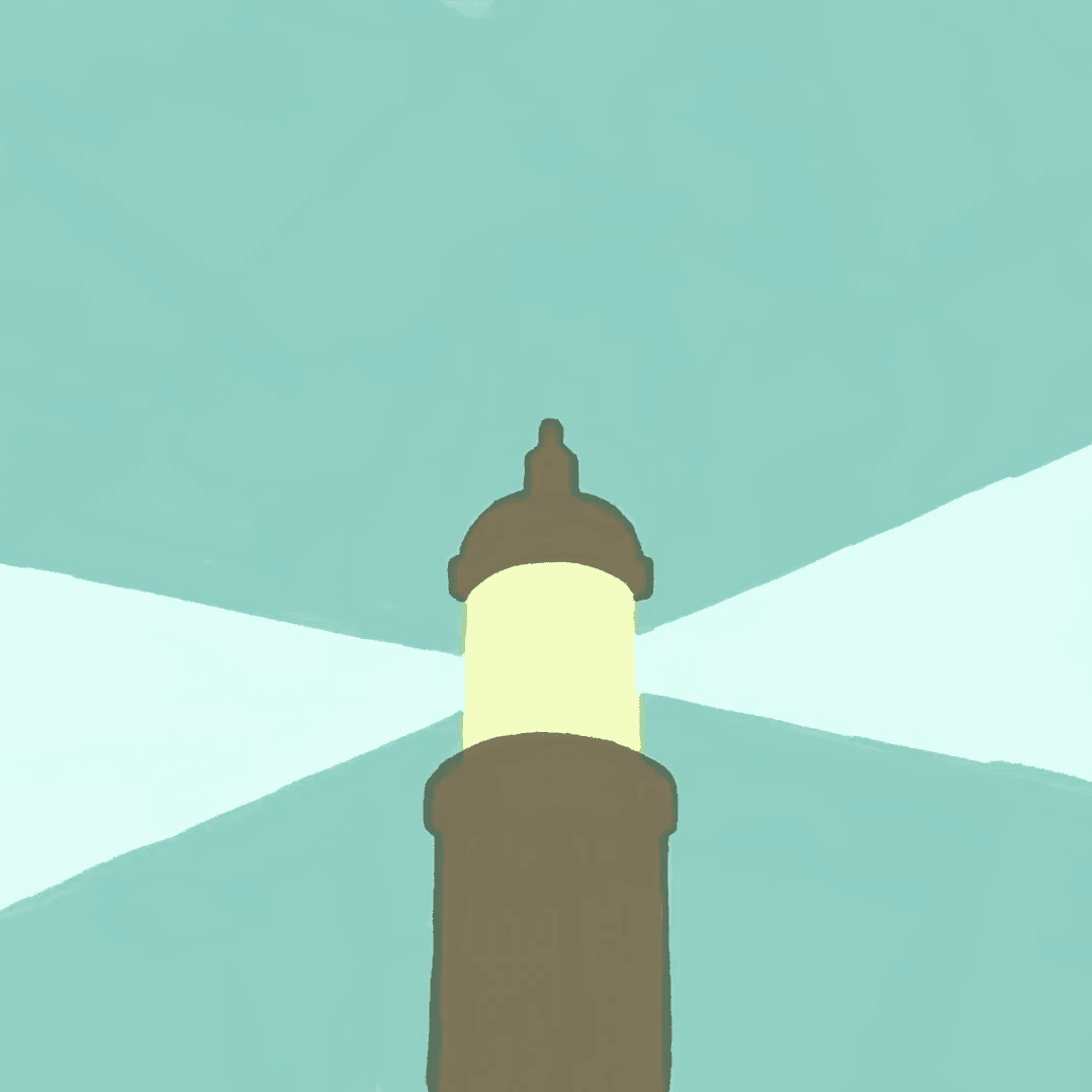 Illustration of a lighthouse on a teal field